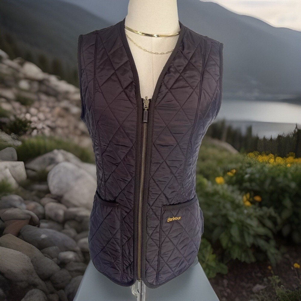 Barbour Womens Brown Quilted Fleece Lined Betty Vest Size 4 US Zip Old Money - Picture 14 of 14